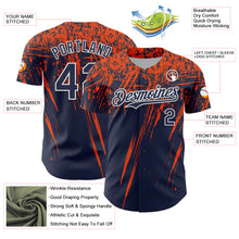 Charger l'image dans la galerie, Custom Navy Orange-White Distressed Scratch Brush Stroke Authentic Baseball Jersey
