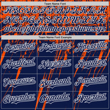Charger l'image dans la galerie, Custom Navy Orange-White Distressed Scratch Brush Stroke Authentic Baseball Jersey

