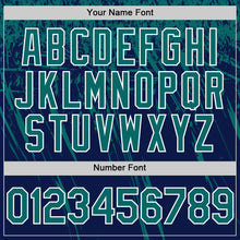 Charger l'image dans la galerie, Custom Navy Teal-White Distressed Scratch Brush Stroke Authentic Baseball Jersey
