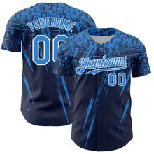 Загрузить изображение в средство просмотра галереи, Custom Navy Electric Blue-White Distressed Scratch Brush Stroke Authentic Baseball Jersey
