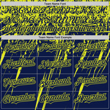 Загрузить изображение в средство просмотра галереи, Custom Navy Neon Yellow Distressed Scratch Brush Stroke Authentic Baseball Jersey
