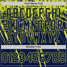 Загрузить изображение в средство просмотра галереи, Custom Navy Neon Yellow Distressed Scratch Brush Stroke Authentic Baseball Jersey
