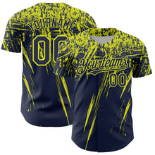Загрузить изображение в средство просмотра галереи, Custom Navy Neon Yellow Distressed Scratch Brush Stroke Authentic Baseball Jersey
