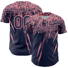 Charger l'image dans la galerie, Custom Navy Medium Pink Distressed Scratch Brush Stroke Authentic Baseball Jersey

