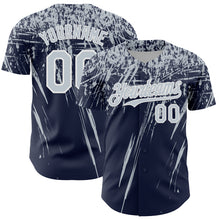 Загрузить изображение в средство просмотра галереи, Custom Navy Silver-White Distressed Scratch Brush Stroke Authentic Baseball Jersey
