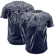 Загрузить изображение в средство просмотра галереи, Custom Navy Gray Distressed Scratch Brush Stroke Authentic Baseball Jersey
