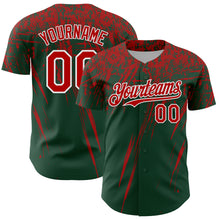 Load image into Gallery viewer, Custom Green Red-White Distressed Scratch Brush Stroke Authentic Baseball Jersey
