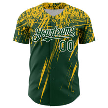 Charger l'image dans la galerie, Custom Green Yellow-White Distressed Scratch Brush Stroke Authentic Baseball Jersey
