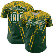 Charger l'image dans la galerie, Custom Green Yellow-White Distressed Scratch Brush Stroke Authentic Baseball Jersey
