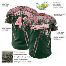 Load image into Gallery viewer, Custom Green Medium Pink-White Distressed Scratch Brush Stroke Authentic Baseball Jersey
