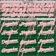 Load image into Gallery viewer, Custom Green Medium Pink-White Distressed Scratch Brush Stroke Authentic Baseball Jersey
