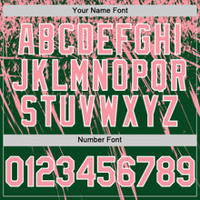 Load image into Gallery viewer, Custom Green Medium Pink-White Distressed Scratch Brush Stroke Authentic Baseball Jersey

