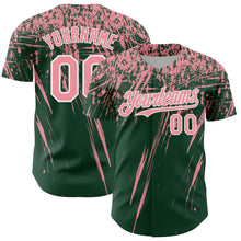 Load image into Gallery viewer, Custom Green Medium Pink-White Distressed Scratch Brush Stroke Authentic Baseball Jersey
