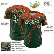Charger l'image dans la galerie, Custom Green Orange-White Distressed Scratch Brush Stroke Authentic Baseball Jersey
