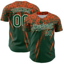 Charger l'image dans la galerie, Custom Green Orange-White Distressed Scratch Brush Stroke Authentic Baseball Jersey
