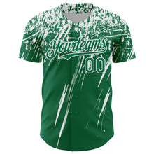 Laden Sie das Bild in den Galerie-Viewer, Custom Kelly Green White Distressed Scratch Brush Stroke Authentic Baseball Jersey
