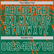 Charger l'image dans la galerie, Custom Kelly Green Orange-White Distressed Scratch Brush Stroke Authentic Baseball Jersey
