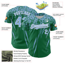 Load image into Gallery viewer, Custom Kelly Green Light Blue-White Distressed Scratch Brush Stroke Authentic Baseball Jersey
