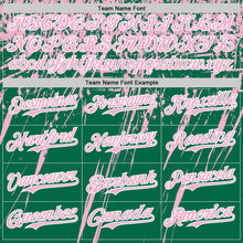 Laden Sie das Bild in den Galerie-Viewer, Custom Kelly Green Light Pink-White Distressed Scratch Brush Stroke Authentic Baseball Jersey
