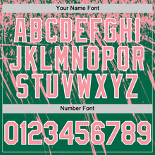 Laden Sie das Bild in den Galerie-Viewer, Custom Kelly Green Medium Pink-White Distressed Scratch Brush Stroke Authentic Baseball Jersey
