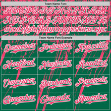 Laden Sie das Bild in den Galerie-Viewer, Custom Kelly Green Neon Pink-White Distressed Scratch Brush Stroke Authentic Baseball Jersey
