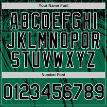 Charger l'image dans la galerie, Custom Kelly Green Black-White Distressed Scratch Brush Stroke Authentic Baseball Jersey
