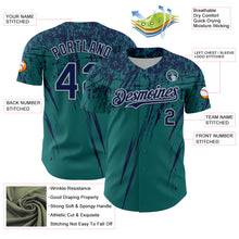 Charger l'image dans la galerie, Custom Teal Navy-Gray Distressed Scratch Brush Stroke Authentic Baseball Jersey
