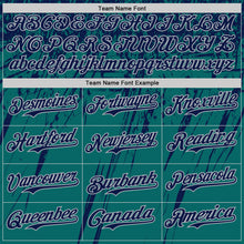 Charger l'image dans la galerie, Custom Teal Navy-Gray Distressed Scratch Brush Stroke Authentic Baseball Jersey
