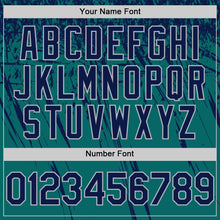Charger l'image dans la galerie, Custom Teal Navy-Gray Distressed Scratch Brush Stroke Authentic Baseball Jersey
