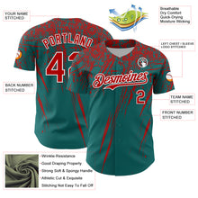 Загрузить изображение в средство просмотра галереи, Custom Teal Red-White Distressed Scratch Brush Stroke Authentic Baseball Jersey
