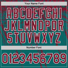 Charger l'image dans la galerie, Custom Teal Crimson-White Distressed Scratch Brush Stroke Authentic Baseball Jersey
