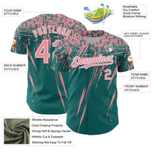 Laden Sie das Bild in den Galerie-Viewer, Custom Teal Medium Pink-White Distressed Scratch Brush Stroke Authentic Baseball Jersey
