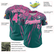 Laden Sie das Bild in den Galerie-Viewer, Custom Teal Pink-White Distressed Scratch Brush Stroke Authentic Baseball Jersey
