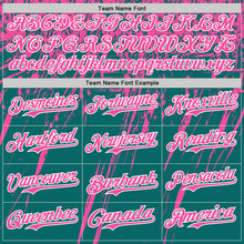 Laden Sie das Bild in den Galerie-Viewer, Custom Teal Pink-White Distressed Scratch Brush Stroke Authentic Baseball Jersey

