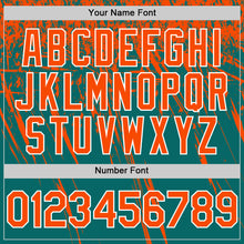 Charger l'image dans la galerie, Custom Teal Orange-White Distressed Scratch Brush Stroke Authentic Baseball Jersey
