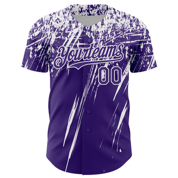 Custom Purple White Distressed Scratch Brush Stroke Authentic Baseball Jersey
