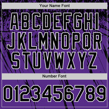 Load image into Gallery viewer, Custom Purple Black-White Distressed Scratch Brush Stroke Authentic Baseball Jersey
