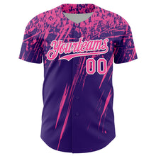 Load image into Gallery viewer, Custom Purple Pink-White Distressed Scratch Brush Stroke Authentic Baseball Jersey
