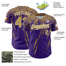 Load image into Gallery viewer, Custom Purple Old Gold-White Distressed Scratch Brush Stroke Authentic Baseball Jersey
