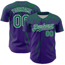 Загрузить изображение в средство просмотра галереи, Custom Purple Kelly Green-White Distressed Scratch Brush Stroke Authentic Baseball Jersey
