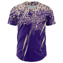 Load image into Gallery viewer, Custom Purple Cream Distressed Scratch Brush Stroke Authentic Baseball Jersey
