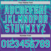 Load image into Gallery viewer, Custom Purple Aqua-White Distressed Scratch Brush Stroke Authentic Baseball Jersey
