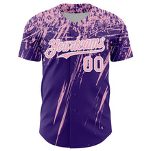 Load image into Gallery viewer, Custom Purple Light Pink-White Distressed Scratch Brush Stroke Authentic Baseball Jersey
