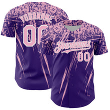 Load image into Gallery viewer, Custom Purple Light Pink-White Distressed Scratch Brush Stroke Authentic Baseball Jersey
