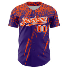 Load image into Gallery viewer, Custom Purple Orange-White Distressed Scratch Brush Stroke Authentic Baseball Jersey
