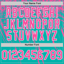 Load image into Gallery viewer, Custom Aqua Pink-White Distressed Scratch Brush Stroke Authentic Baseball Jersey
