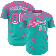 Load image into Gallery viewer, Custom Aqua Pink-White Distressed Scratch Brush Stroke Authentic Baseball Jersey
