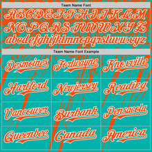 Load image into Gallery viewer, Custom Aqua Orange-White Distressed Scratch Brush Stroke Authentic Baseball Jersey
