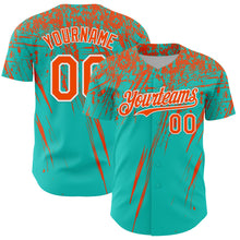 Load image into Gallery viewer, Custom Aqua Orange-White Distressed Scratch Brush Stroke Authentic Baseball Jersey
