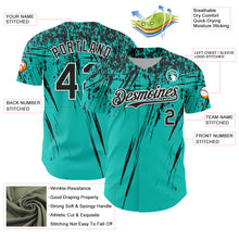 Load image into Gallery viewer, Custom Aqua Black-White Distressed Scratch Brush Stroke Authentic Baseball Jersey
